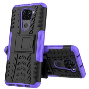 For Xiaomi Redmi Note 9 Tire Texture Shockproof TPU+PC Protective Case with Holder(Purple) (OEM)