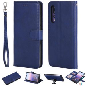 For Huawei P20 Pro Solid Color Horizontal Flip Protective Case with Holder & Card Slots & Wallet & Photo Frame & Lanyard(Blue) (OEM)