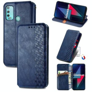 For Wiko Power U30 Cubic Grid Pressed Horizontal Flip Magnetic Leather Case with Holder & Card Slots & Wallet(Blue) (OEM)