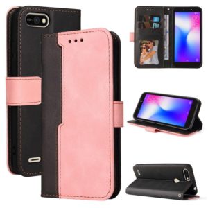 Business Stitching-Color Horizontal Flip PU Leather Case with Holder & Card Slots & Photo Frame For Tecno Pop 2 F / Pop 2 Power / Itel P13 B1F(Pink) (OEM)