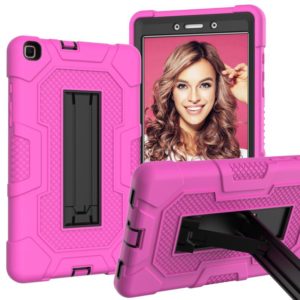 For Samsung Galaxy Tab A 8.0 (2019) / T290 Contrast Color Robot Shockproof Silicone + PC Protective Case with Holder(Rose Red Black) (OEM)
