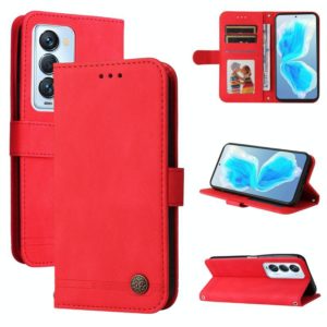 For Tecno Camon 18 Premier Skin Feel Life Tree Metal Button Leather Phone Case(Red) (OEM)