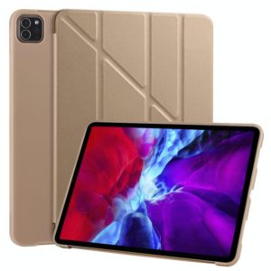 For iPad Pro 11 (2020) Multi-folding Horizontal Flip PU Leather + Shockproof Honeycomb TPU Tablet Case with Holder(Gold) (OEM)