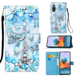 For Xiaomi Redmi Note 10 Pro / Note 10 Pro Max Colored Drawing Pattern Plain Weave Horizontal Flip Leather Case with Holder & Card Slot & Wallet & Lanyard(Tower Butterfly) (OEM)