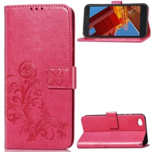 Lucky Clover Pressed Flowers Pattern Leather Case for Xiaomi Redmi Go, with Holder & Card Slots & Wallet & Hand Strap (Rose Red) (OEM)
