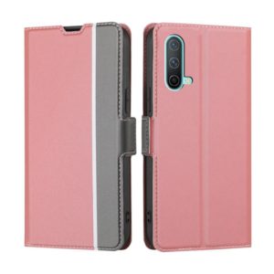 For OnePlus Nord CE 5G Twill Texture Side Button Leather Phone Case(Pink) (OEM)
