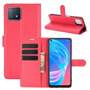 For OPPO A72 / A73 5G Litchi Texture Horizontal Flip Protective Case with Holder & Card Slots & Wallet(Red) (OEM)
