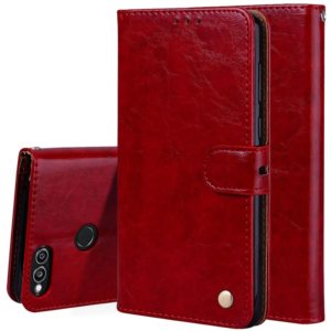 For Huawei Honor Play 7X Business Style Oil Wax Texture Horizontal Flip Leather Case with Holder & Card Slots & Wallet(Red) (OEM)