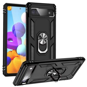 For Google Pixel 6A Shockproof TPU + PC Protective Case with 360 Degree Rotating Holder(Black) (OEM)