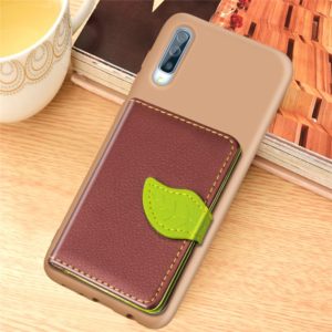 Litchi Pattern Card Bag Wallet Bracket + TPU Phone Case with Card Slot Wallet Bracket Function For Samsung A70(Brown) (OEM)