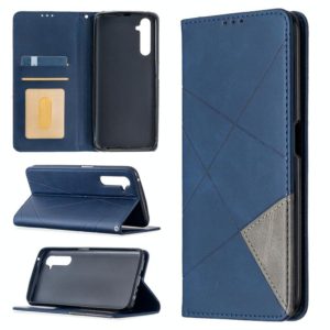For OPPO Realme 6 Pro Rhombus Texture Horizontal Flip Magnetic Leather Case with Holder & Card Slots(Blue) (OEM)