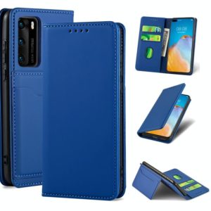 For Huawei P40 Strong Magnetism Liquid Feel Horizontal Flip Leather Case with Holder & Card Slots & Wallet(Blue) (OEM)