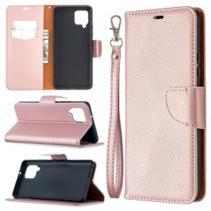 For Samsung Galaxy A42 5G Litchi Texture Pure Color Horizontal Flip PU Leather Case with Holder & Card Slots & Wallet & Lanyard(Rose Gold) (OEM)