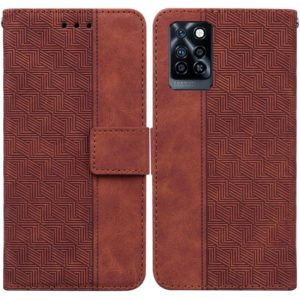 For Infinix Note 10 Pro X695 Geometric Embossed Leather Phone Case(Brown) (OEM)