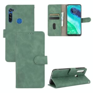 For Motorola Moto G8 Solid Color Skin Feel Magnetic Buckle Horizontal Flip Calf Texture PU Leather Case with Holder & Card Slots & Wallet(Green) (OEM)