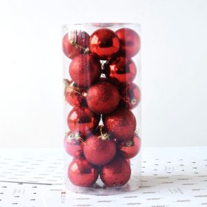 24 PCS 4cm Plating Plastic Christmas Tree Decorations Hanging String Ball, Random Color Delivery (OEM)