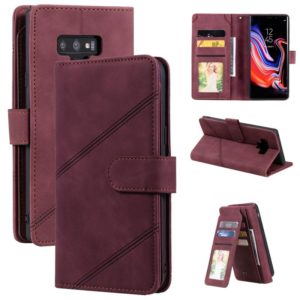 For Samsung Galaxy Note9 Skin Feel Business Horizontal Flip PU Leather Case with Holder & Multi-Card Slots & Wallet & Lanyard & Photo Frame(Wine Red) (OEM)