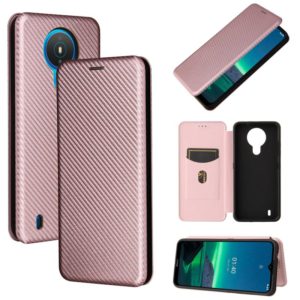 For Nokia 1.4 Carbon Fiber Texture Horizontal Flip TPU + PC + PU Leather Case with Card Slot(Pink) (OEM)