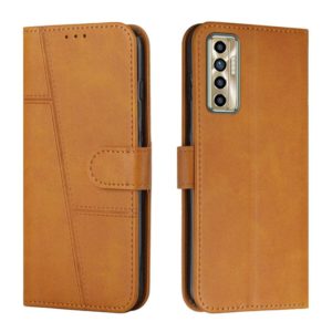 For Tecno Camon 17P Stitching Calf Texture Buckle Leather Phone Case(Yellow) (OEM)