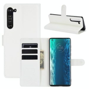 For Motorola Edge Litchi Texture Horizontal Flip Protective Case with Holder & Card Slots & Wallet(White) (OEM)