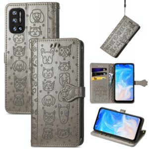 For Doogee N40 Pro Cat and Dog Embossed Horizontal Flip Phone Leather Case with Holder & Card Slot & Wallet & Lanyard(Grey) (OEM)