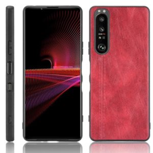 For Sony Xperia 1 III Shockproof Sewing Cow Pattern Skin PC + PU + TPU Case(Red) (OEM)