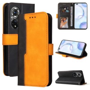 For Huawei Nova 9 Pro/Honor 50 Pro Stitching-Color Horizontal Flip Leather Case(Orange) (OEM)
