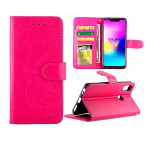For LG W10 Crazy Horse Texture Leather Horizontal Flip Protective Case with Holder & Card Slots & Wallet & Photo Frame(Magenta) (OEM)