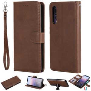 For Huawei P20 Pro Solid Color Horizontal Flip Protective Case with Holder & Card Slots & Wallet & Photo Frame & Lanyard(Brown) (OEM)