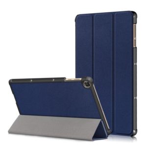 For Huawei Enjoy Tablet 2 10.1 inch / Honor Pad 6 10.1 inch Solid Color Horizontal Flip Leather Case with Three-folding Holder & Sleep / Wake-up Function(Navy Blue) (OEM)