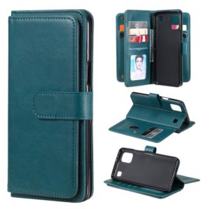 For LG K92 Multifunctional Magnetic Copper Buckle Horizontal Flip Solid Color Leather Case with 10 Card Slots & Wallet & Holder & Photo Frame(Dark Green) (OEM)