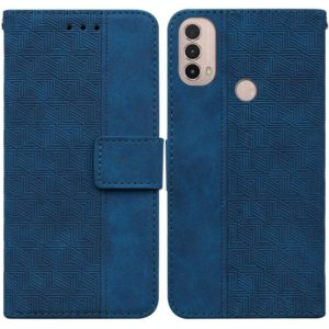 For Motorola Moto E20 / E30 / E40 Geometric Embossed Leather Phone Case(Blue) (OEM)