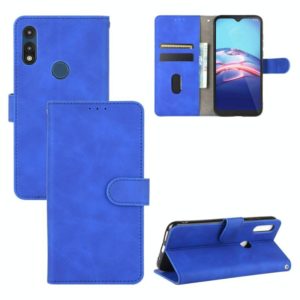 For Motorola Moto E(2020) Solid Color Skin Feel Magnetic Buckle Horizontal Flip Calf Texture PU Leather Case with Holder & Card Slots & Wallet(Blue) (OEM)