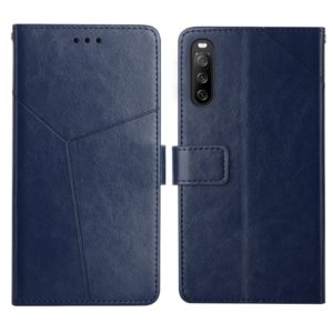 For Sony Xperia 10 III Y Stitching Horizontal Flip Leather Phone Case with Holder & Card Slots & Wallet & Photo Frame(Blue) (OEM)