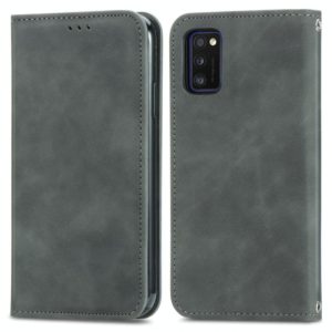 For Samsung Galaxy A01 Core / M01 Core Retro Skin Feel Business Magnetic Horizontal Flip Leather Case with Holder & Card Slots & Wallet & Photo Frame(Grey) (OEM)