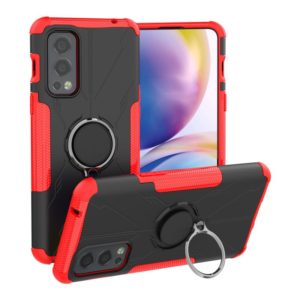 For OnePlus Nord 2 5G Armor Bear Shockproof PC + TPU Protective Case with Ring Holder(Red) (OEM)