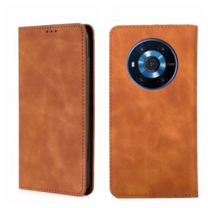For Honor Magic3 Skin Feel Magnetic Horizontal Flip Leather Phone Case(Light Brown) (OEM)