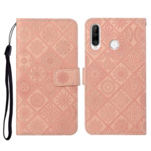 For Huawei P30 lite Ethnic Style Embossed Pattern Horizontal Flip Leather Case with Holder & Card Slots & Wallet & Lanyard(Pink) (OEM)