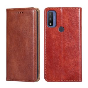 For Motorola G Pure Gloss Oil Solid Color Magnetic Leather Phone Case(Brown) (OEM)