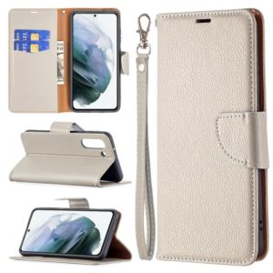 For Samsung Galaxy S21 FE / S21 Lite Litchi Texture Pure Color Horizontal Flip Leather Case with Holder & Card Slots & Wallet & Lanyard(Grey) (OEM)