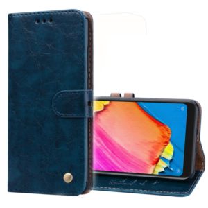 Business Style Oil Wax Texture Horizontal Flip Leather Case for Xiaomi Redmi Note 6 Pro, with Holder & Card Slots & Wallet(Navy Blue) (OEM)