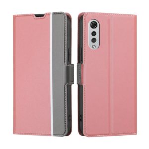 For LG Velvet Twill Texture Side Button Leather Phone Case(Pink) (OEM)