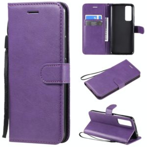 For Huawei nova 7 Solid Color Horizontal Flip Protective Leather Case with Holder & Card Slots & Wallet & Lanyard(Purple) (OEM)