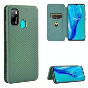 For Ulefone Note 9P Carbon Fiber Texture Horizontal Flip TPU + PC + PU Leather Case with Card Slot(Green) (OEM)