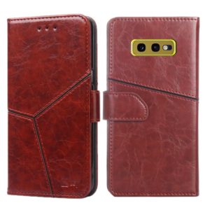 For Samsung Galaxy S10e Geometric Stitching Horizontal Flip TPU + PU Leather Case with Holder & Card Slots & Wallet(Dark Brown) (OEM)