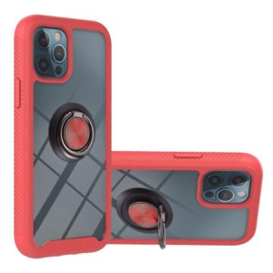 For iPhone 12 Pro Max Starry Sky Solid Color Series Shockproof PC + TPU Protective Case with Ring Holder & Magnetic Function(Red) (OEM)