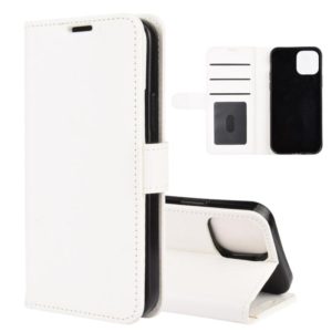 For iPhone 12 / 12 Pro R64 Texture Single Horizontal Flip Protective Case with Holder & Card Slots & Wallet& Photo Frame(White) (OEM)