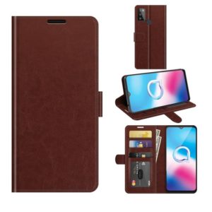 For Alcatel 1S 2021/3L 2021 R64 Texture Single Horizontal Flip Protective Case with Holder & Card Slots & Wallet& Photo Frame(Brown) (OEM)