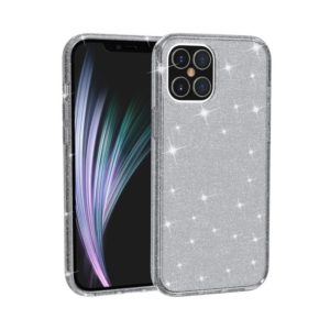 For iPhone 12 / 12 Pro Shockproof Terminator Style Glitter Powder Protective Case(Grey) (OEM)