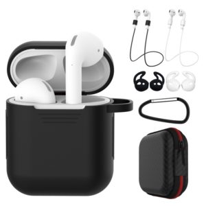 7 PCS Wireless Earphones Shockproof Silicone Protective Case for Apple AirPods 1 / 2(Black White) (OEM)
